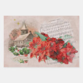 Christmas Poinsettias Vintage Geschenkpapier Set (Vorderseite)