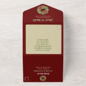 Christmas Poinsettias Wedding Green & Red All In One Einladung (Außenbereich)