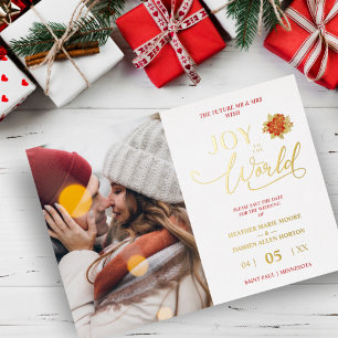 Christmas Poinsettias Wreath Foto MR & MRS Foto Folien Feiertagskarte