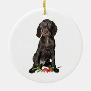 Christmas Pointer Puppy Keramik Ornament