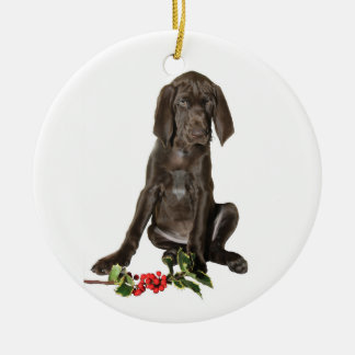 Christmas Pointer Puppy Keramik Ornament
