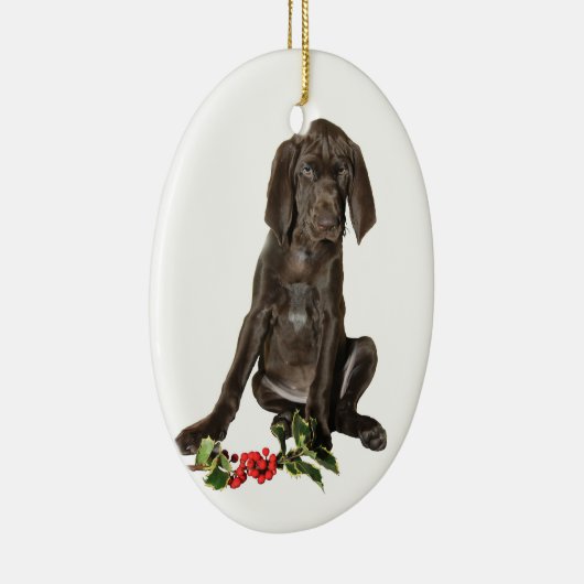 Christmas Pointer Puppy Keramikornament (Rechts)