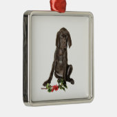 Christmas Pointer Puppy Silbernes Ornament (Rechts)