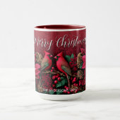 Christmas Pointessia Flower Cardinals Birds Name Tasse (Zentrum)