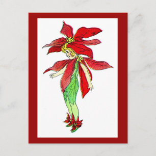 Christmas Pointsettia Blume Fairy Postcard Feiertagspostkarte