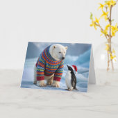 Christmas Polar Bear and Penguin Friends Karte (Gelbe Blume)
