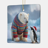 Christmas Polar Bear and Penguin On a Glacier Keramikornament (Links)