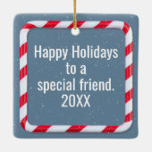 Christmas Polar Bear and Penguin On a Glacier Keramikornament (Rückseite)