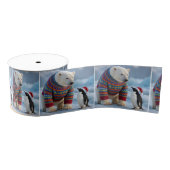 Christmas Polar Bear and Penguin On a Glacier Ripsband (Spule)