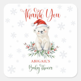 Christmas Polar Bear Baby Dusche Danke Quadratischer Aufkleber