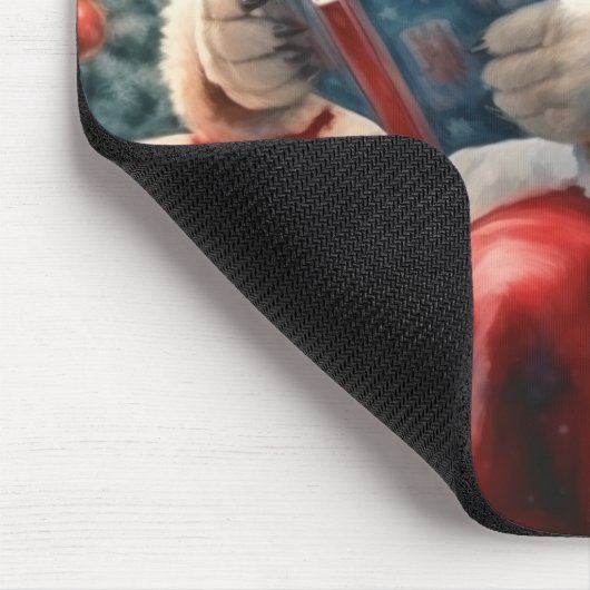 Christmas Polar Bear reading Mousepad (Ecke)