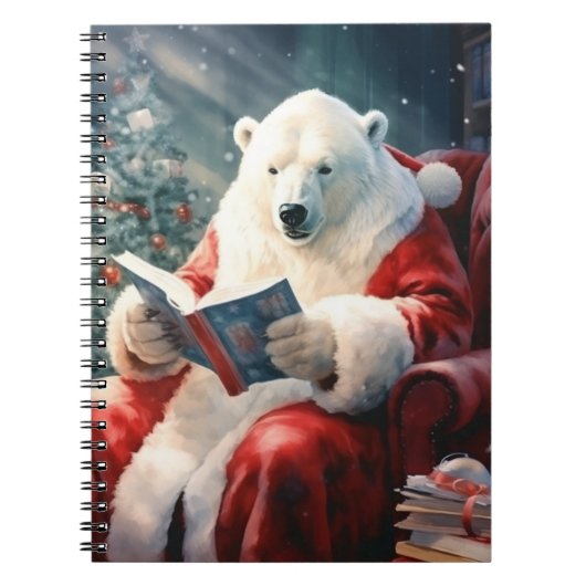 Christmas Polar Bear reading Notizblock (Vorderseite)