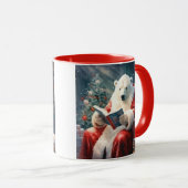 Christmas Polar Bear reading Tasse (VorderseiteRechts)