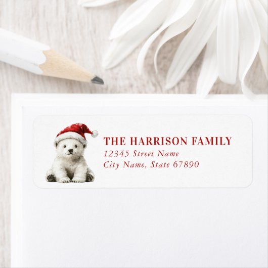 Christmas Polar Bear Return Address Labels (Insitu)