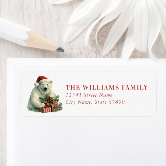 Christmas Polar Bear Return Address Labels (Insitu)