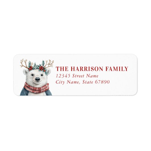 Christmas Polar Bear Return Address Labels (Vorne)