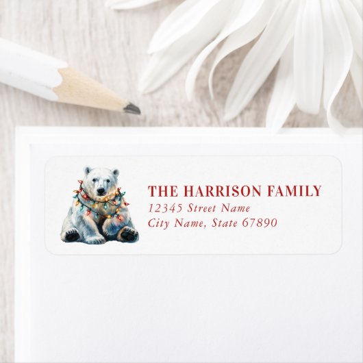 Christmas Polar Bear Return Address Labels (Insitu)