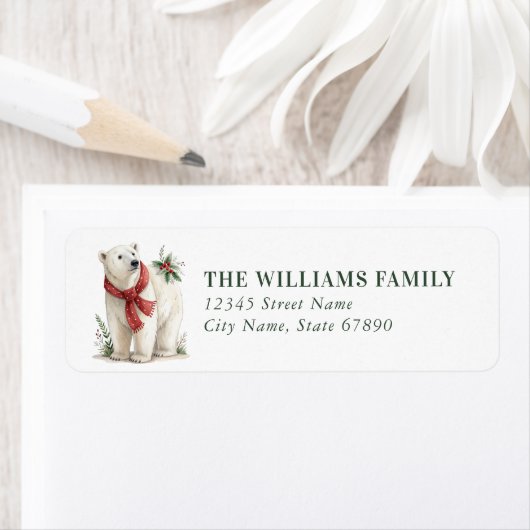 Christmas Polar Bear Return Address Labels (Insitu)