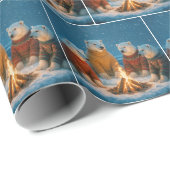 Christmas Polar Bears Around a Bonfire Geschenkpapier (Rolleneckpunkt)