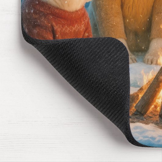 Christmas Polar Bears Around a Bonfire Mousepad (Ecke)