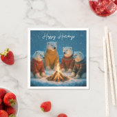 Christmas Polar Bears Around a Bonfire Serviette (Beispiel)