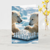 Christmas Polar Bears Playing Chess On a Glacier Karte (Gelbe Blume)