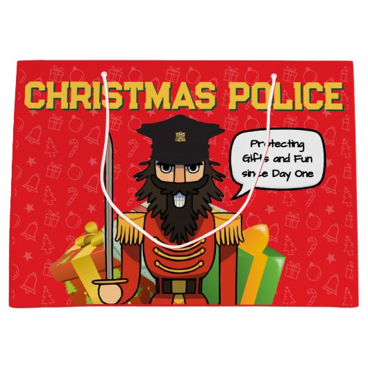 Christmas Police Gift Bag – Funny Holiday Desig Große Geschenktüte (Vorderseite)