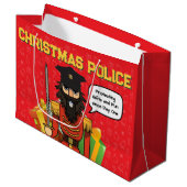 Christmas Police Gift Bag – Funny Holiday Desig Große Geschenktüte (Vorderseite Schrägansicht)