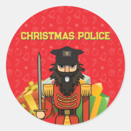 🎄 Christmas Police Round Stickers – Funny Holiday