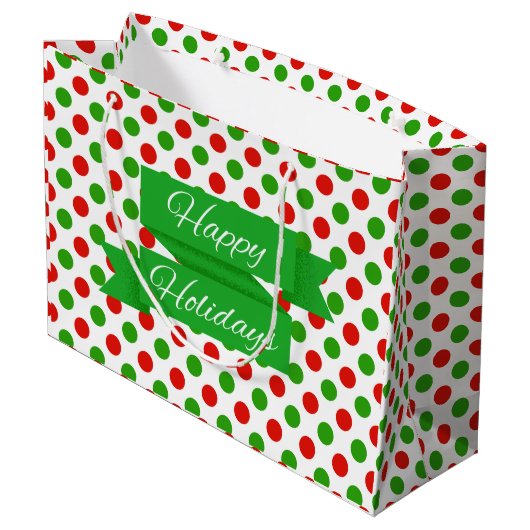 Christmas Polka Dot Muster Große Geschenktasche Geschenktüte (Rückseite Schrägansicht)