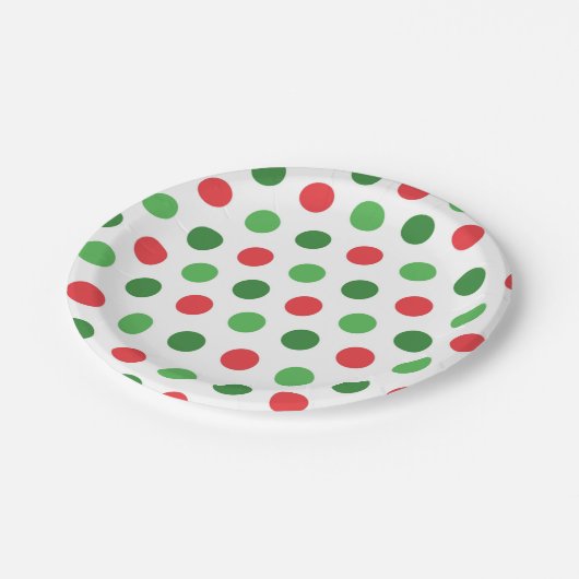 Christmas Polka Dots Pappteller (Schrägansicht)