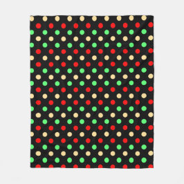Christmas - Polka Dots Pattern on Black Background Fleecedecke