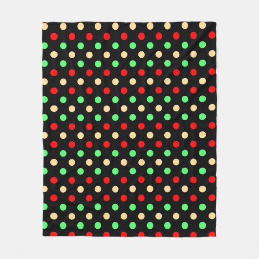 Christmas - Polka Dots Pattern on Black Background Fleecedecke (Vorderseite)