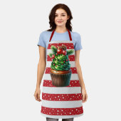 Christmas Polka Dots und Cupcake Schürze (Getragen)