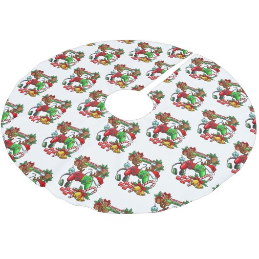 Christmas Polyester Weihnachtsbaumdecke (Schrägansicht)