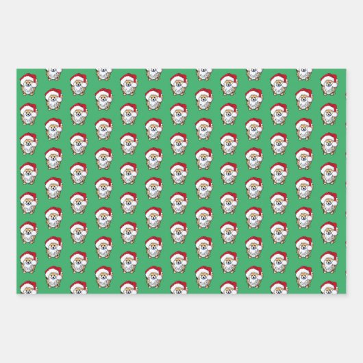 Christmas Pom Wrapping Paper Flat Sheet Set 3 Geschenkpapier Set (Vorderseite 3)
