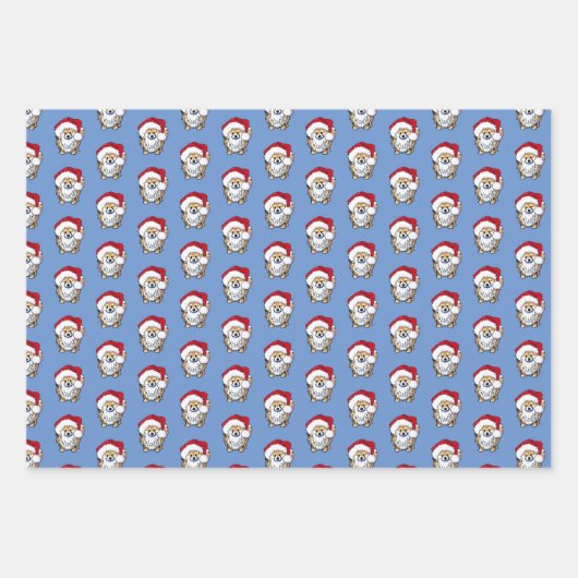 Christmas Pom Wrapping Paper Flat Sheet Set 3 Geschenkpapier Set (Vorderseite 2)