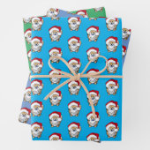 Christmas Pom Wrapping Paper Flat Sheet Set 3 Geschenkpapier Set (Beispiel)