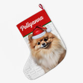 Christmas Pomeranian Dog with Name Woof Großer Weihnachtsstrumpf (Rückseite (Hängend))