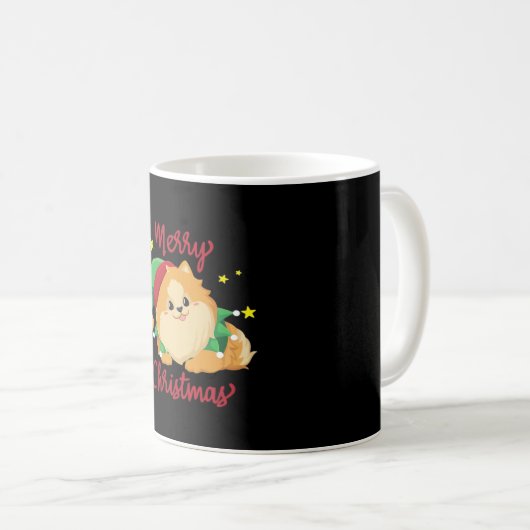 Christmas Pomeranian Merry Xmas Essential T-Shirt Kaffeetasse (VorderseiteRechts)