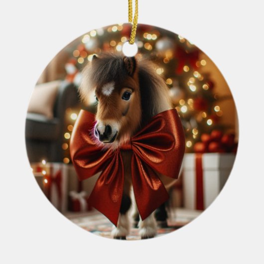 Christmas Pony Personalisiert Keramik Ornament (Vorne)