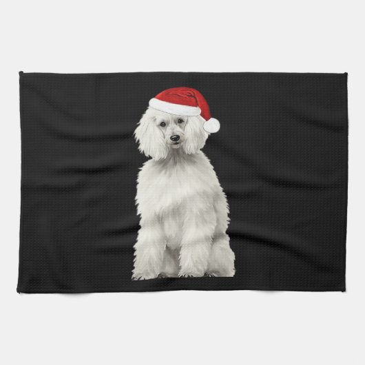 Christmas Poodle Christmas Tree Dog Puppy Watercol Geschirrtuch (Horizontal)