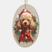 Christmas Poodle Dog Keramik Ornament (Links)