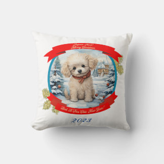 Christmas Poodle Dog Kissen