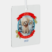 Christmas Poodle Dog Ornament Aus Metall (Vorderseite Rechts)