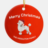Christmas Poodle Dog Red Merry Gruß Keramik Ornament (Vorne)