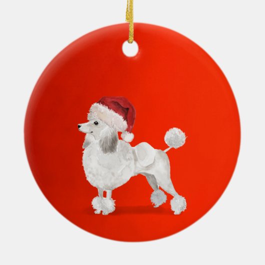 Christmas Poodle Dog Red Merry Gruß Keramik Ornament (Hinten)