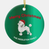 Christmas Poodle Hund Grün fröhlich Gruß Keramik Ornament (Vorne)