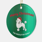 Christmas Poodle Hund Grün fröhlich Gruß Keramik Ornament (Links)