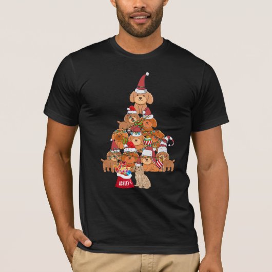 Christmas Poodle Hund Welpe Niedlich T-Shirt (Vorderseite)